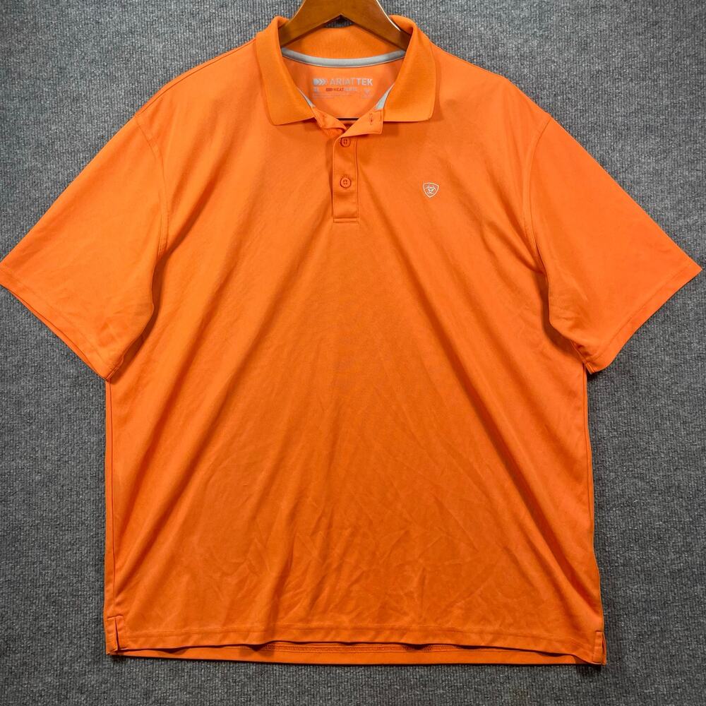 AriatTek Polo Shirt Heat Series Men's XL Orange Short Sleeve Casual Stretch